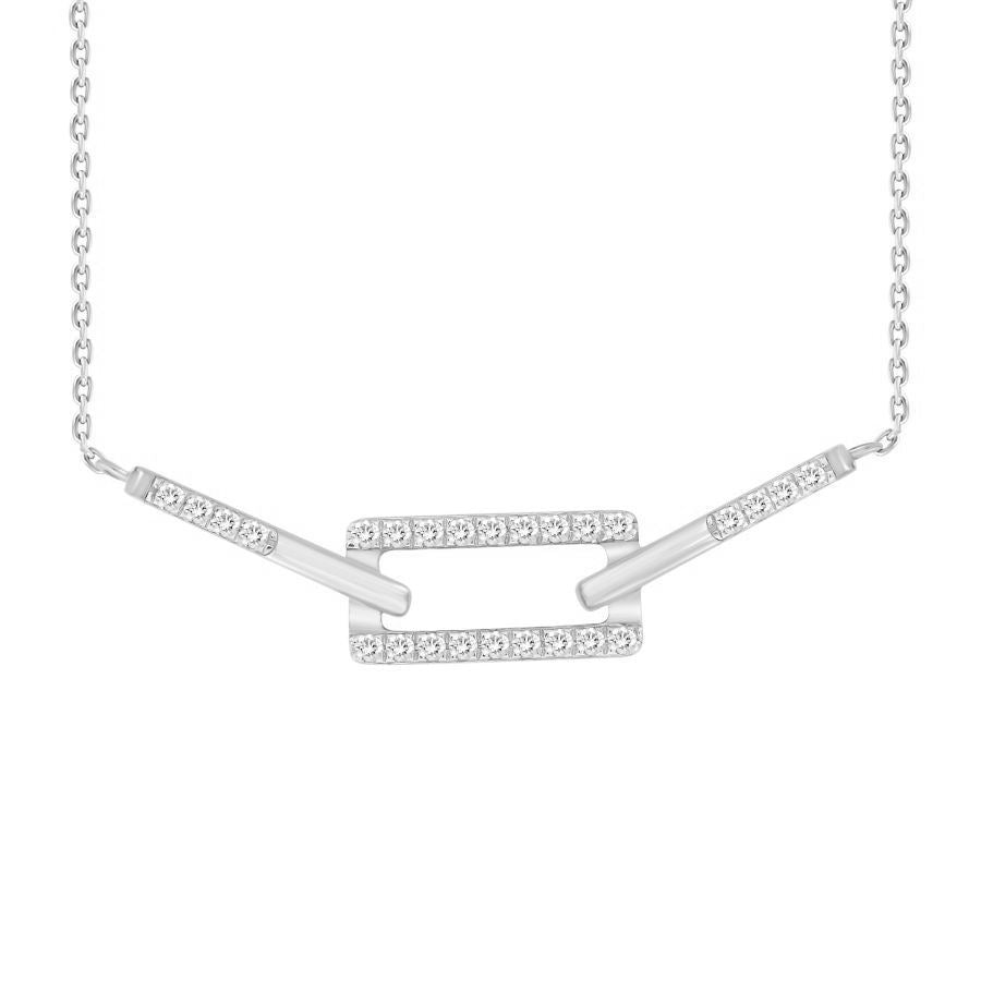 LADIES NECKLACE 1/4 CT ROUND DIAMOND 10K WHITE GOLD