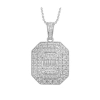 Thumbnail for LADIES PENDANT 1/2 CT ROUND/BAGUETTE DIAMOND 10K WHITE GOLD