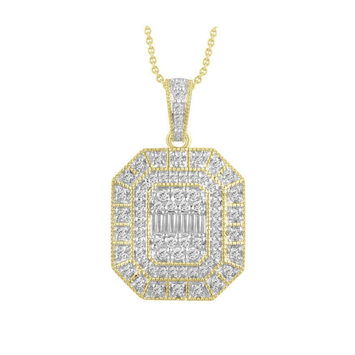 LADIES PENDANT 1/2 CT ROUND/BAGUETTE DIAMOND 10K YELLOW GOLD