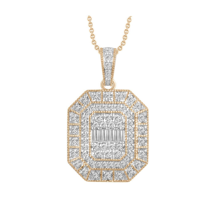 LADIES PENDANT 1/2 CT ROUND/BAGUETTE DIAMOND 10K ROSE GOLD