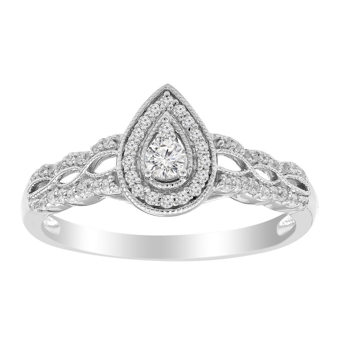 LADIES RING 1/4 CT ROUND DIAMOND 10K WHITE GOLD