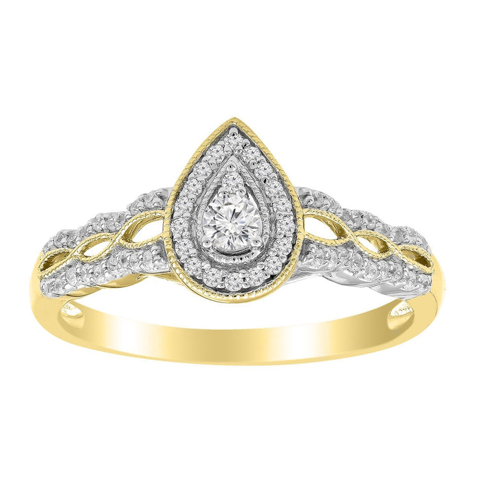 LADIES RING 1/4 CT ROUND DIAMOND 10K YELLOW GOLD