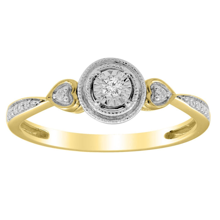 LADIES RING 1/10 CT ROUND DIAMOND 10K YELLOW GOLD