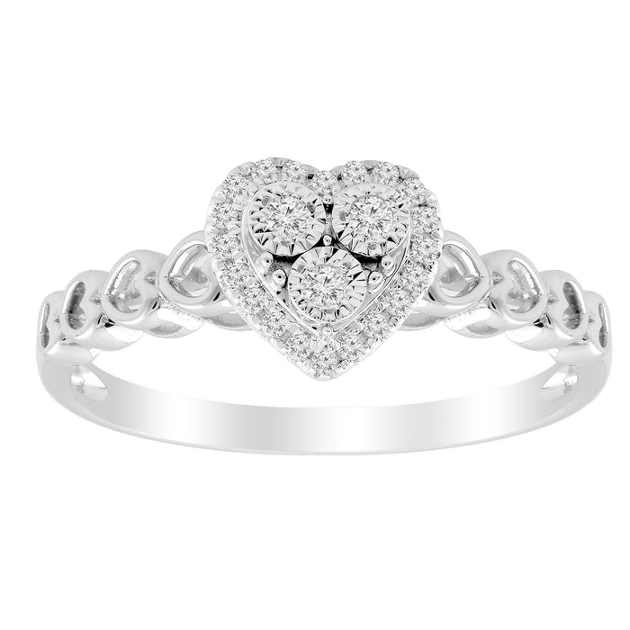 LADIES RING 1/8 CT ROUND DIAMOND 10K WHITE GOLD