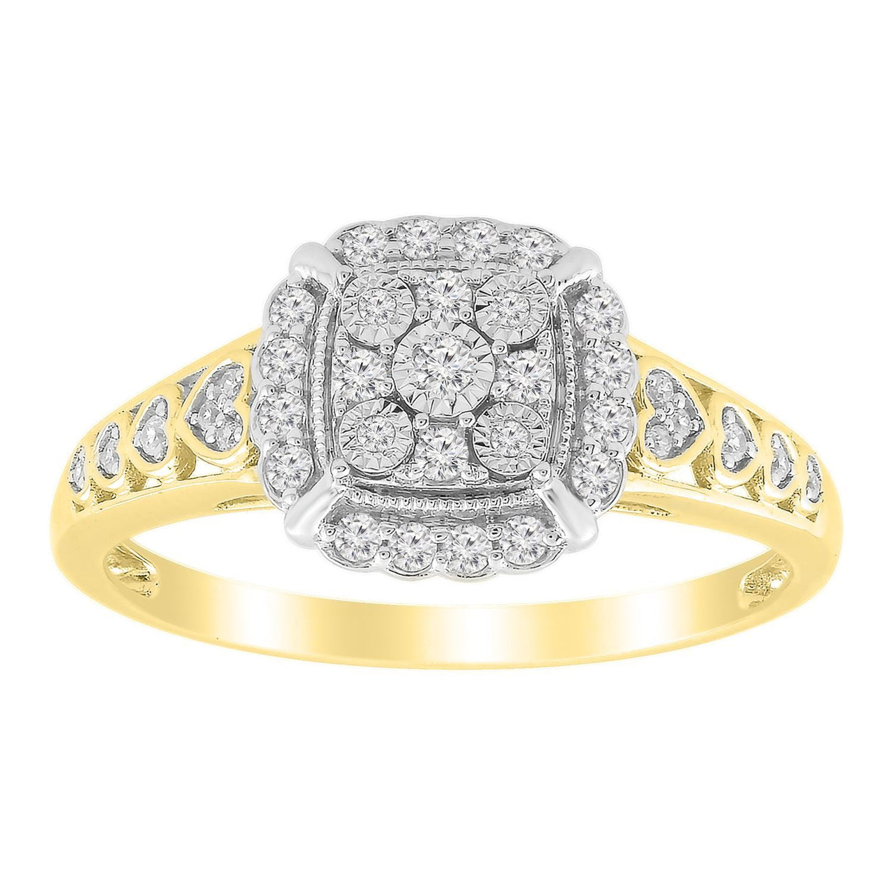 LADIES RING 1/4 CT ROUND DIAMOND 10K YELLOW GOLD