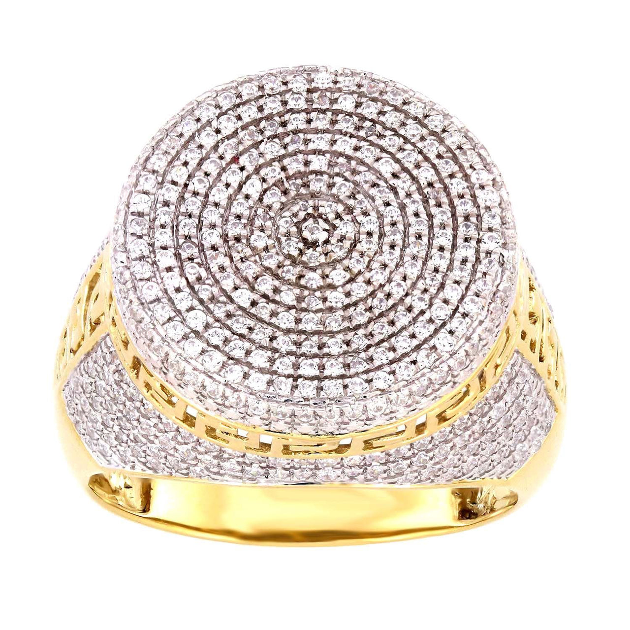 MEN'S RING 2 CT ROUND DIAMOND 10K YELLOW GOLD