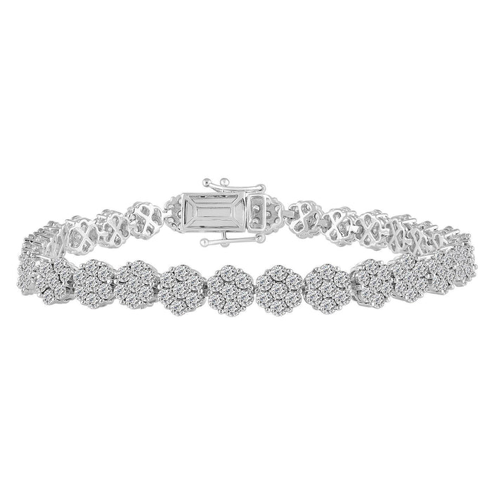 LADIES BRACELET 2 CT ROUND DIAMOND 10K WHITE GOLD