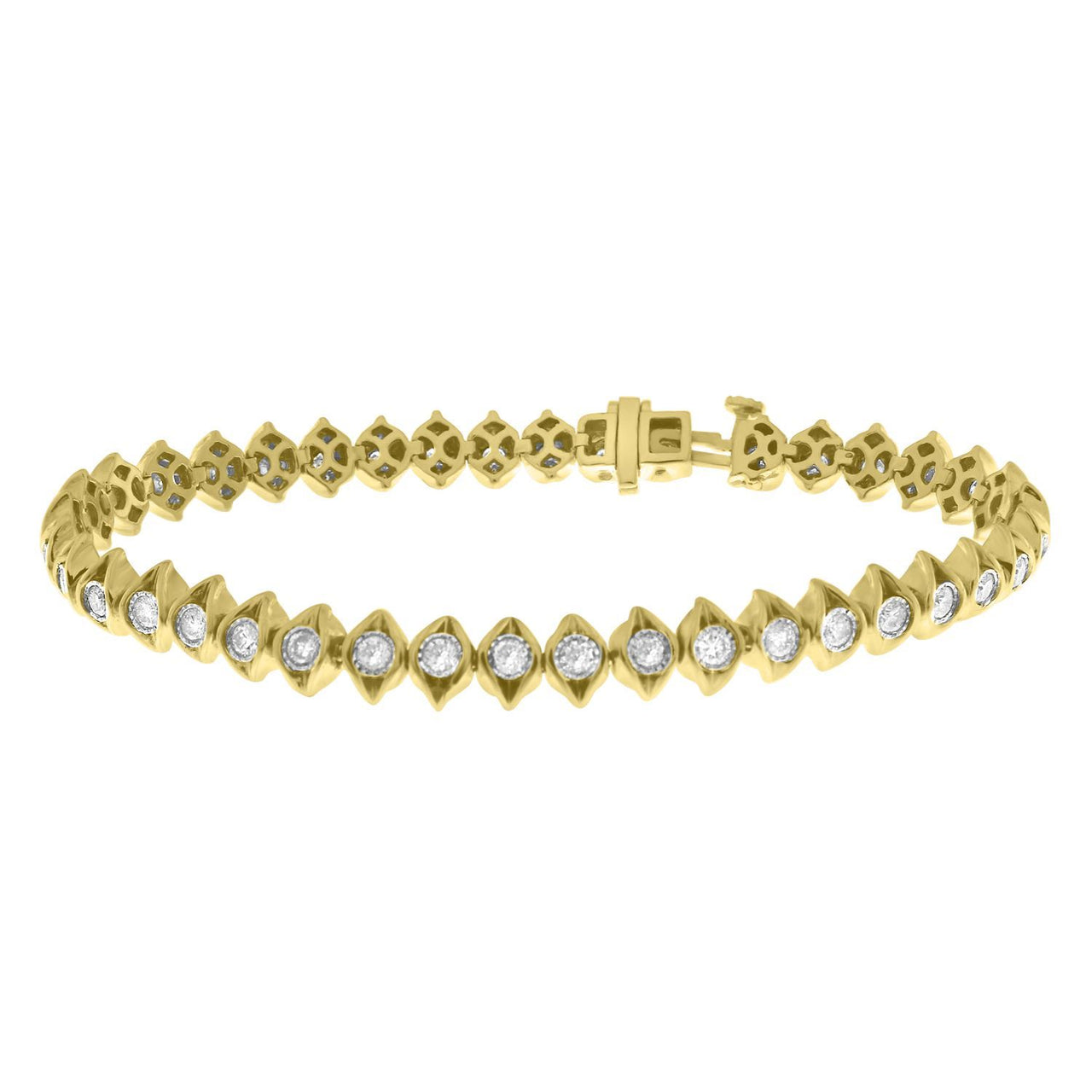 LADIES BRACELET 3 CT ROUND DIAMOND 14K YELLOW GOLD