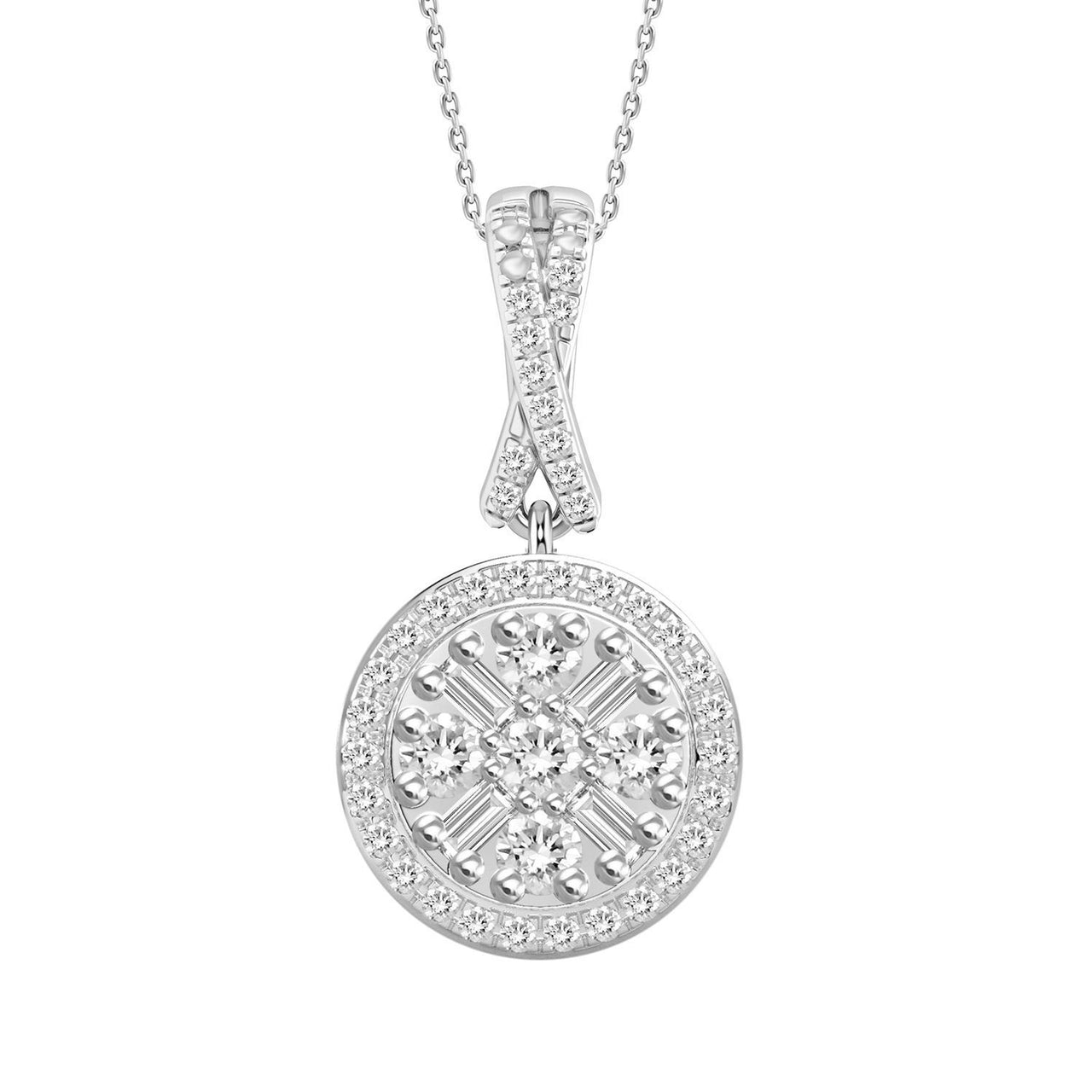LADIES PENDANT 1/5 CT ROUND DIAMOND 10K WHITE GOLD