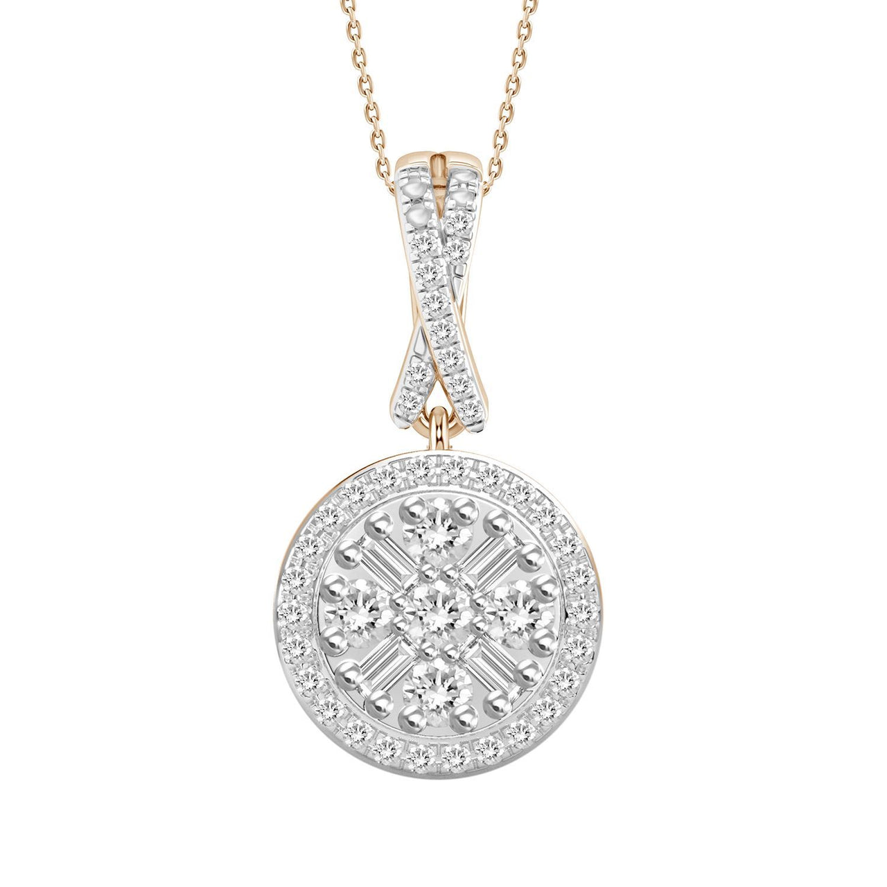 LADIES PENDANT 1/5 CT ROUND DIAMOND 10K ROSE GOLD