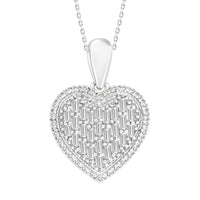 Thumbnail for LADIES PENDANT 1/3 CT ROUND/BAGUETTE DIAMOND 10K WHITE GOLD