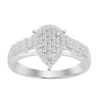 Thumbnail for LADIES RING 1/3 CT ROUND/BAGUETTE DIAMOND 10K WHITE GOLD
