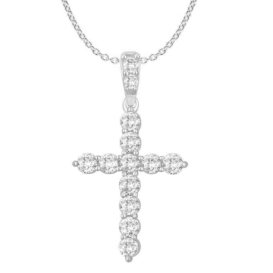 MEN'S CHARM 1 CT ROUND DIAMOND 10K WHITE GOLD