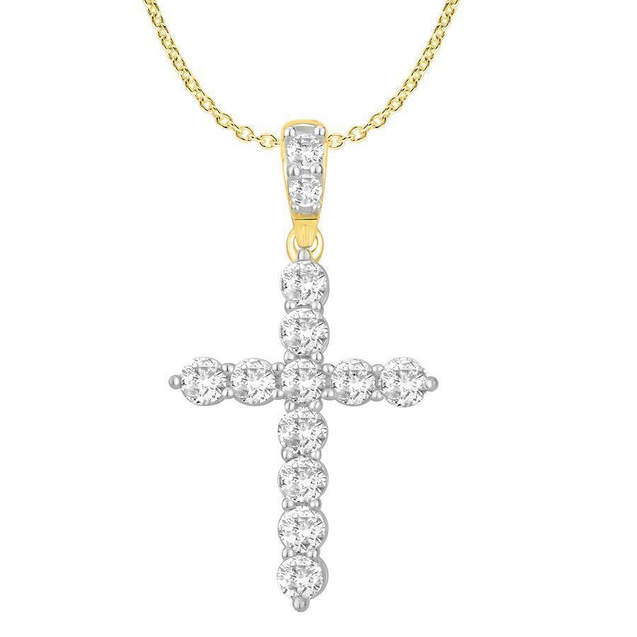 MEN'S CHARM 1 CT ROUND DIAMOND 10K YELLOW GOLD
