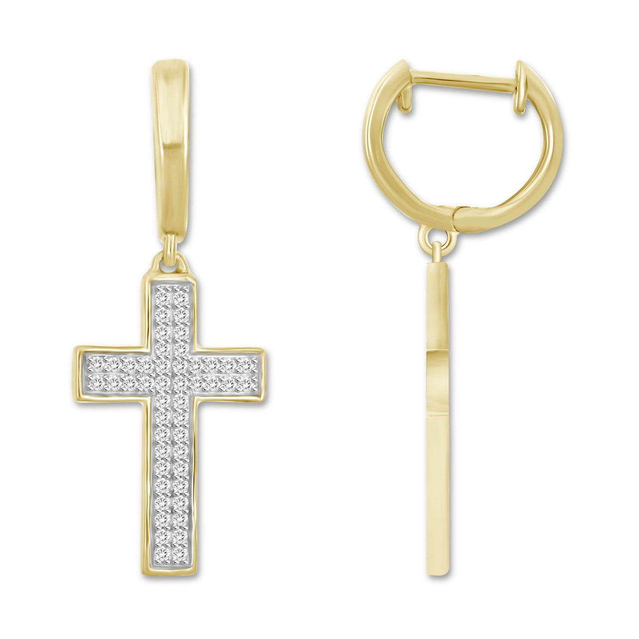 MEN'S EARRING 1/4 CT ROUND DIAMOND 10K YELLOW GOLD
