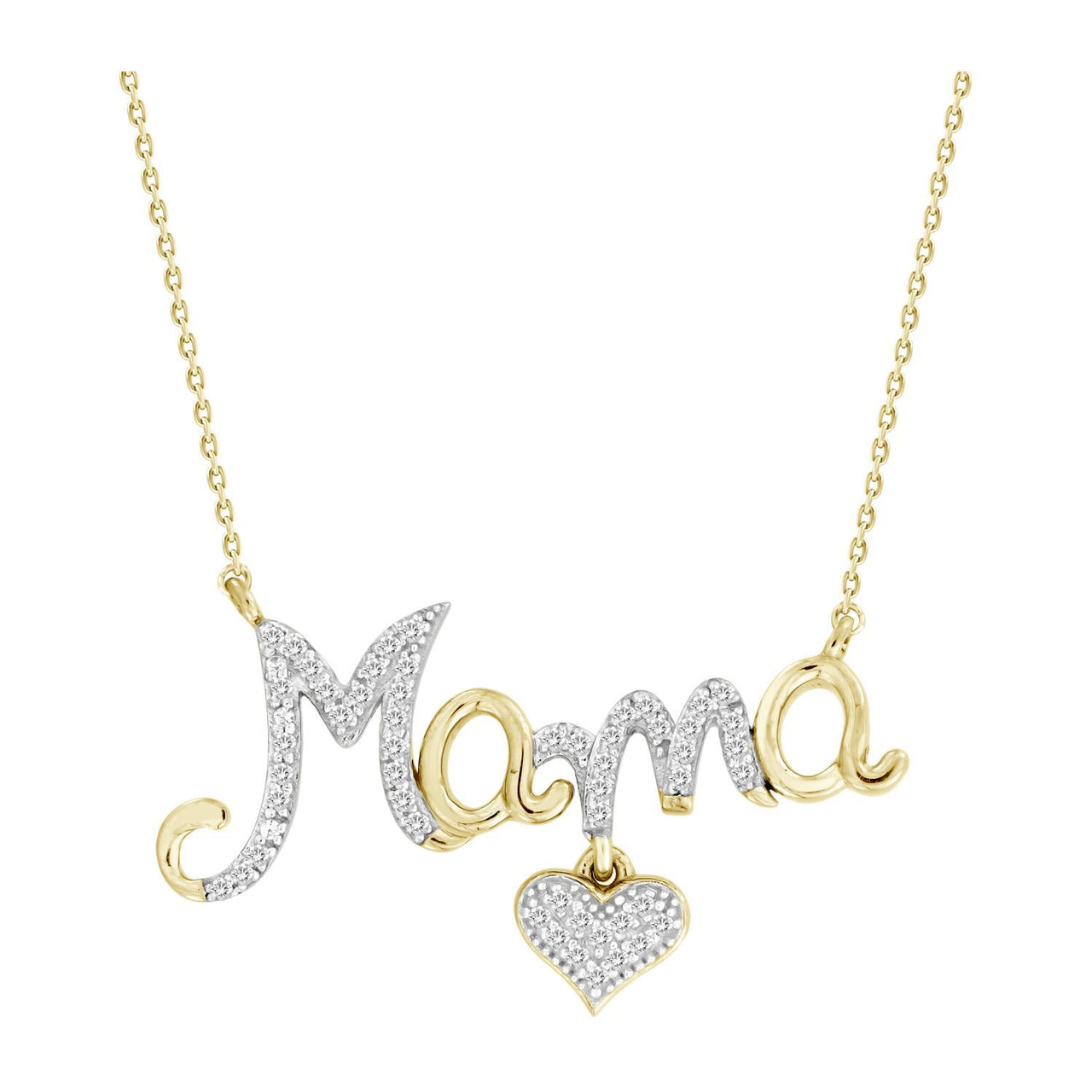 LADIES NECKLACE 1/6 CT ROUND DIAMOND 10K YELLOW GOLD