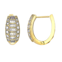Thumbnail for LADIES HOOPS 1/4 CT ROUND/BAGUETTE DIAMOND 10K YELLOW GOLD