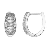 Thumbnail for LADIES HOOPS 1/4 CT ROUND/BAGUETTE DIAMOND 10K WHITE GOLD