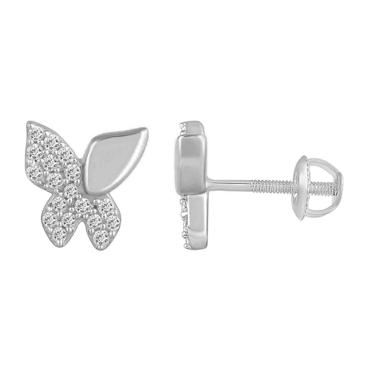 LADIES EARRING 1/5 CT ROUND DIAMOND 10K WHITE GOLD