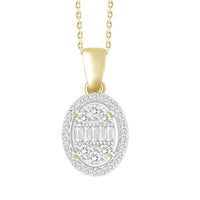 Thumbnail for LADIES PENDANT 1/5 CT ROUND/BAGUETTE DIAMOND 10K YELLOW GOLD
