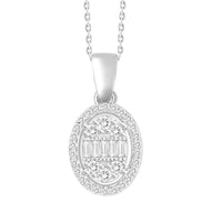 Thumbnail for LADIES PENDANT 1/5 CT ROUND/BAGUETTE DIAMOND 10K WHITE GOLD