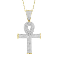 Thumbnail for MEN'S CROSS 3/4 CT ROUND DIAMOND 10K YELLOW GOLD