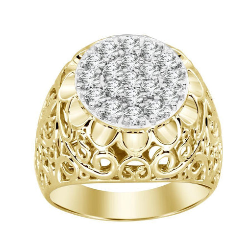 MEN'S RING 1 1/4 CT ROUND DIAMOND 14K YELLOW GOLD