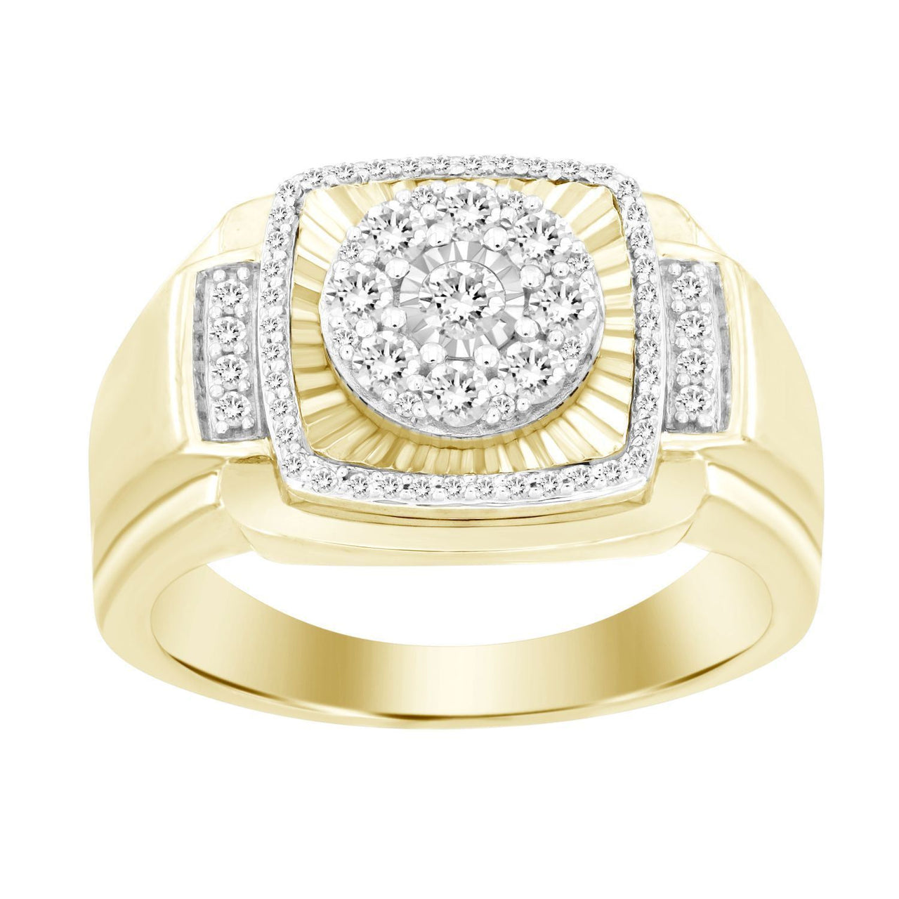 MEN'S RING 1/2 CT ROUND DIAMOND 10K YELLOW GOLD