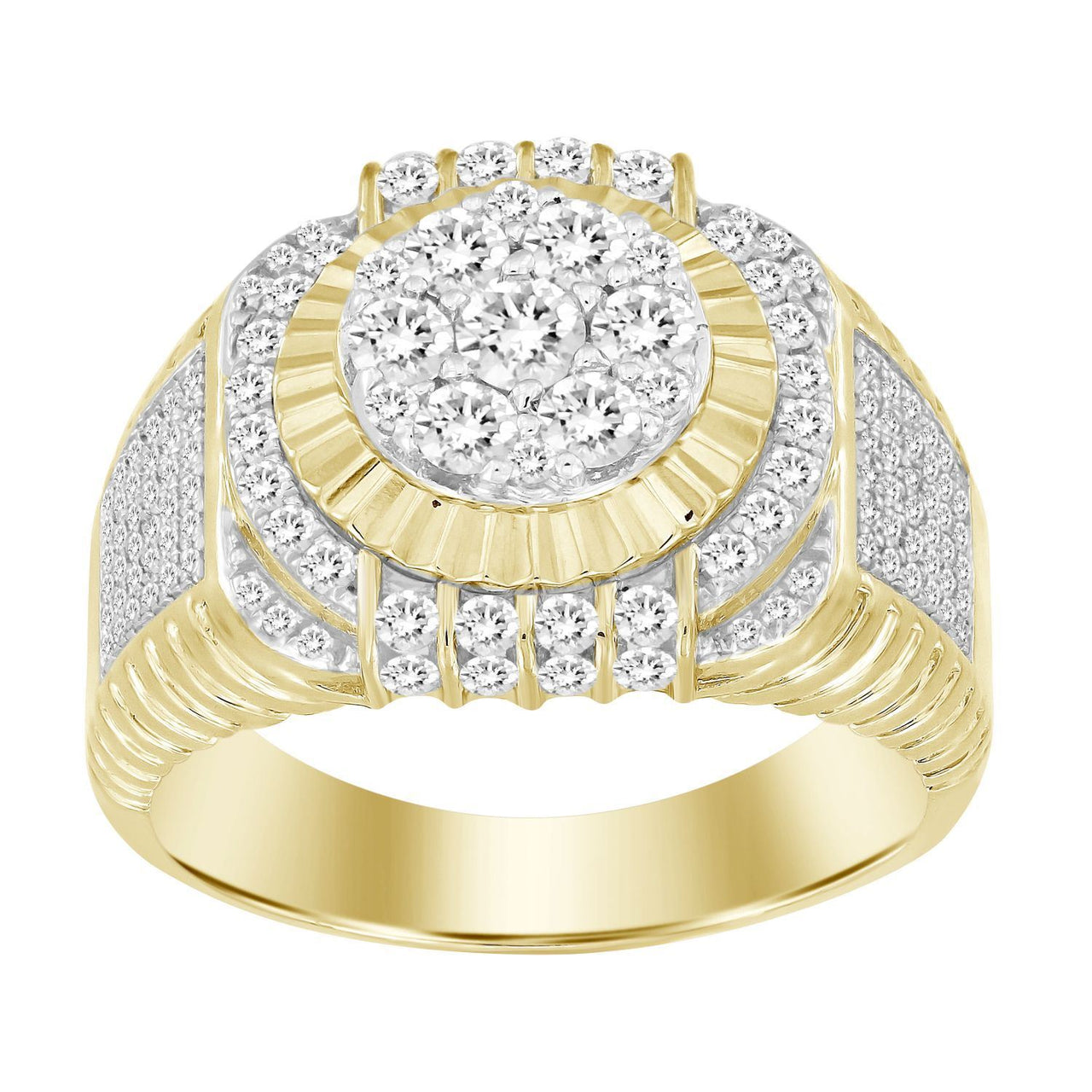 MEN'S RING 1 CT ROUND DIAMOND 10K YELLOW GOLD