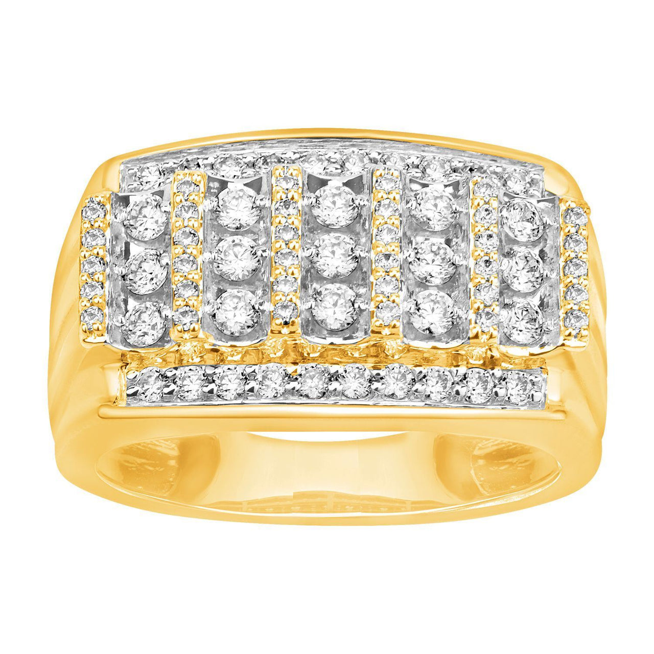MEN'S RING 1 CT ROUND DIAMOND 10K YELLOW GOLD