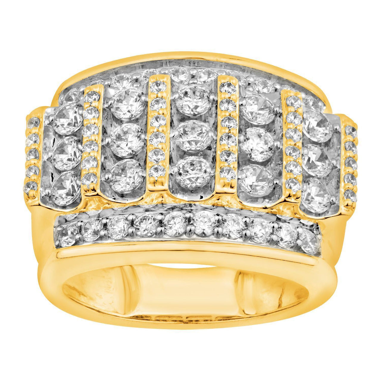 MEN'S RING 3 CT ROUND DIAMOND 10K YELLOW GOLD