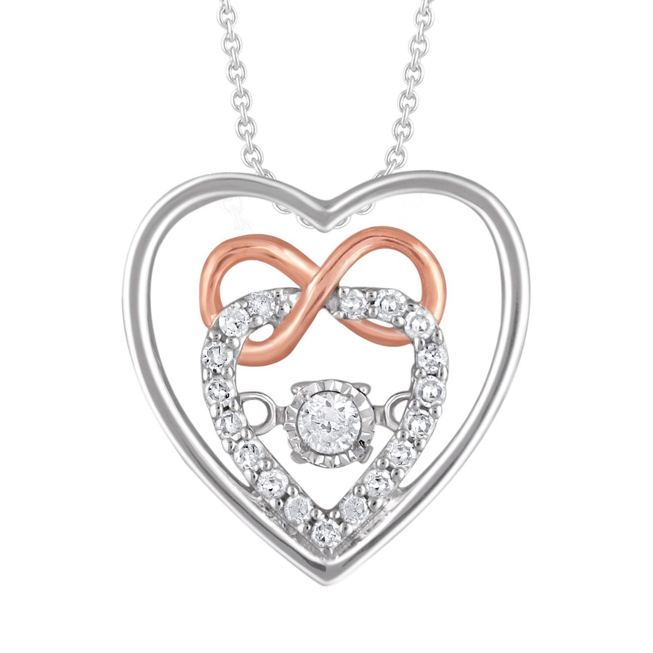 LADIES PENDANT 1/6 CT ROUND DIAMOND 10K TT WHITE & ROSE GOLD