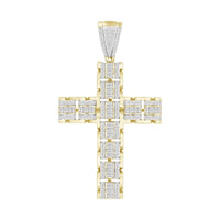 Thumbnail for MEN'S CROSS 1 CT ROUND/BAGUETTE DIAMOND 10K YELLOW GOLD