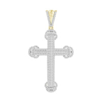 Thumbnail for MEN'S CROSS 1 CT ROUND/BAGUETTE DIAMOND 10K YELLOW GOLD