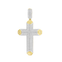 Thumbnail for MEN'S CROSS 2 CT ROUND DIAMOND 10K YELLOW GOLD