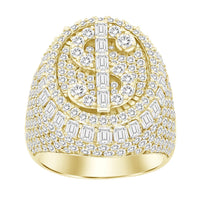 Thumbnail for MEN'S RING 7 1/6 CT ROUND/EMRALD DIAMOND 10K YELLOW GOLD