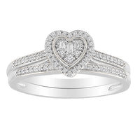 Thumbnail for LADIES BRIDAL RING SET 1/6 CT ROUND/BAGUETTE DIAMOND 10K WHITE GOLD