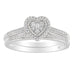 LADIES BRIDAL RING SET 1/6 CT ROUND/BAGUETTE DIAMOND 10K WHITE GOLD