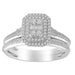 LADIES BRIDAL RING SET 1/3 CT ROUND/BAGUETTE DIAMOND 10K WHITE GOLD