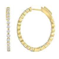 Thumbnail for LADIES HOOPS 1 1/2 CT ROUND DIAMOND 10K YELLOW GOLD