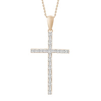 Thumbnail for LADIES PENDANT 1/5 CT ROUND/BAGUETTE DIAMOND 14K ROSE GOLD
