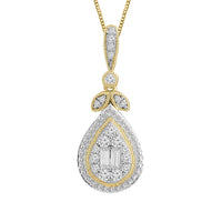 Thumbnail for LADIES PENDANT 1/6 CT ROUND/BAGUETTE DIAMOND 10K YELLOW GOLD