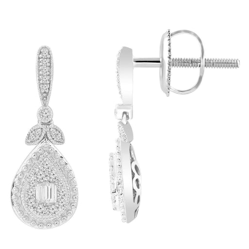 LADIES EARRING 1/4 CT ROUND DIAMOND 10K WHITE GOLD