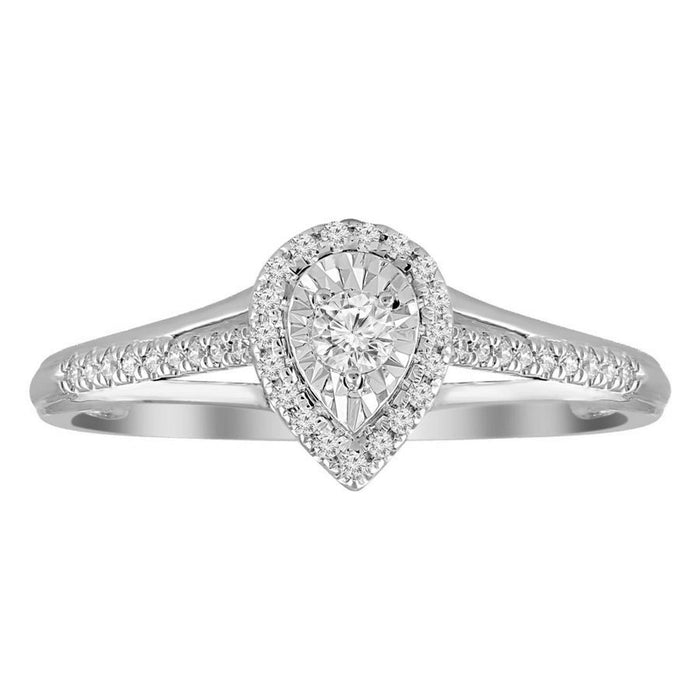 LADIES RING 1/4 CT ROUND DIAMOND 10K WHITE GOLD