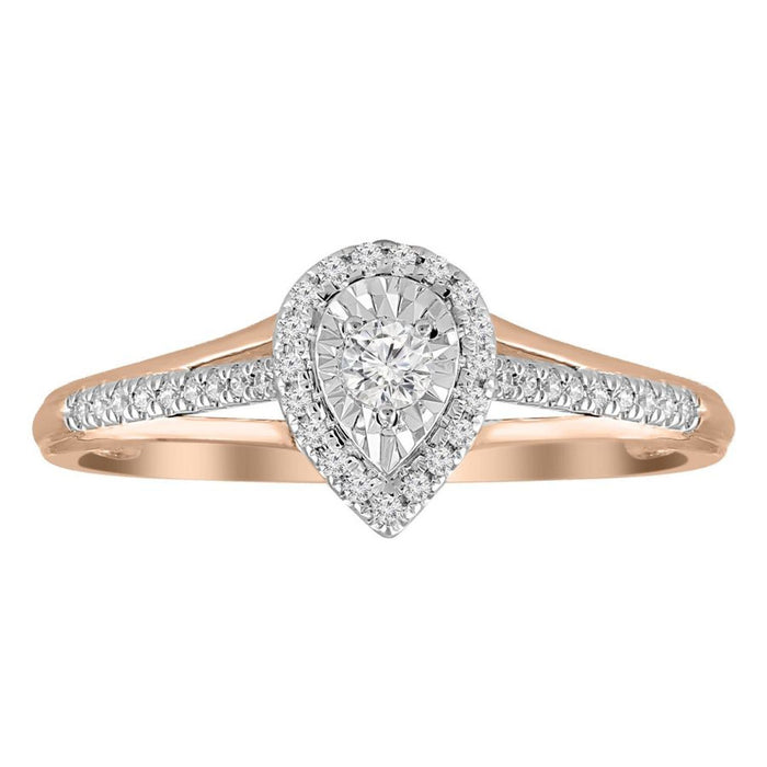 LADIES RING 1/4 CT ROUND DIAMOND 10K ROSE GOLD