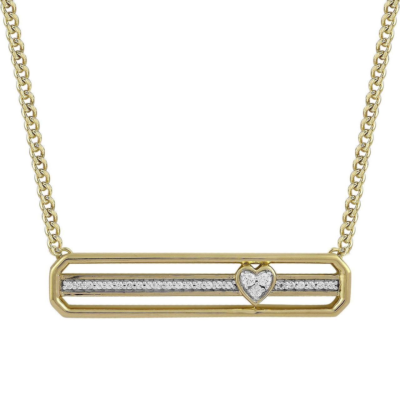 LADIES NECKLACE 1/10 CT ROUND DIAMOND 10K YELLOW GOLD
