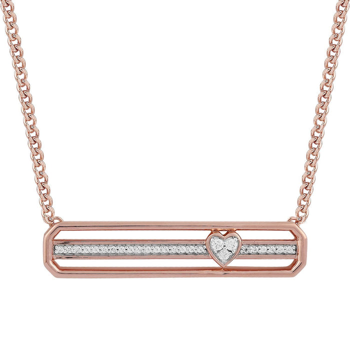 LADIES NECKLACE 1/10 CT ROUND DIAMOND 10K ROSE GOLD