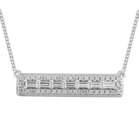 Thumbnail for LADIES NECKLACE 1/4 CT ROUND/BAGUETTE DIAMOND 10K WHITE GOLD