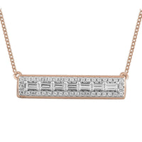Thumbnail for LADIES NECKLACE 1/4 CT ROUND/BAGUETTE DIAMOND 10K ROSE GOLD
