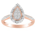 LADIES RING 1/3 CT ROUND/BAGUETTE DIAMOND 10K ROSE GOLD